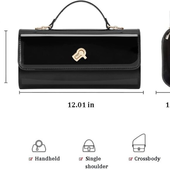 Women Metallic PU Leather Evening Clutch Purse Handbag Crossbody Shoulder Bag Sq - Picture 4 of 8